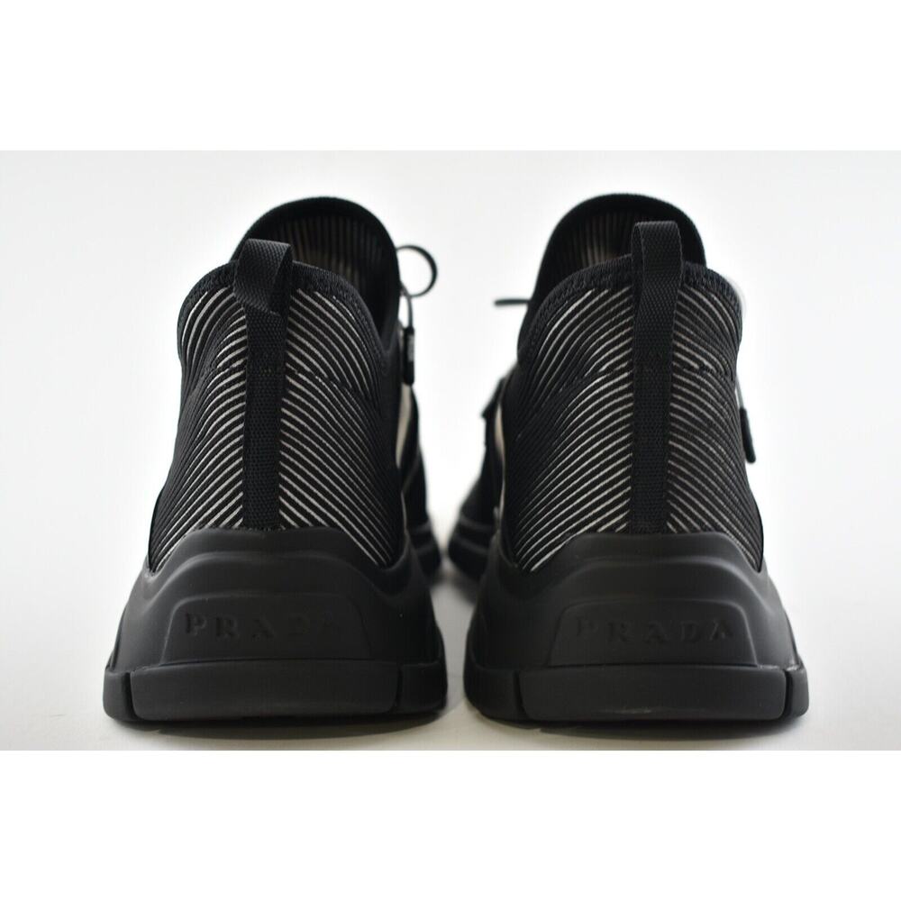Prada Logo Knit Row Sock Black White Low Flat Trainer Sneaker Mens UK 8.5 US 9.5 - Picture 11 of 12